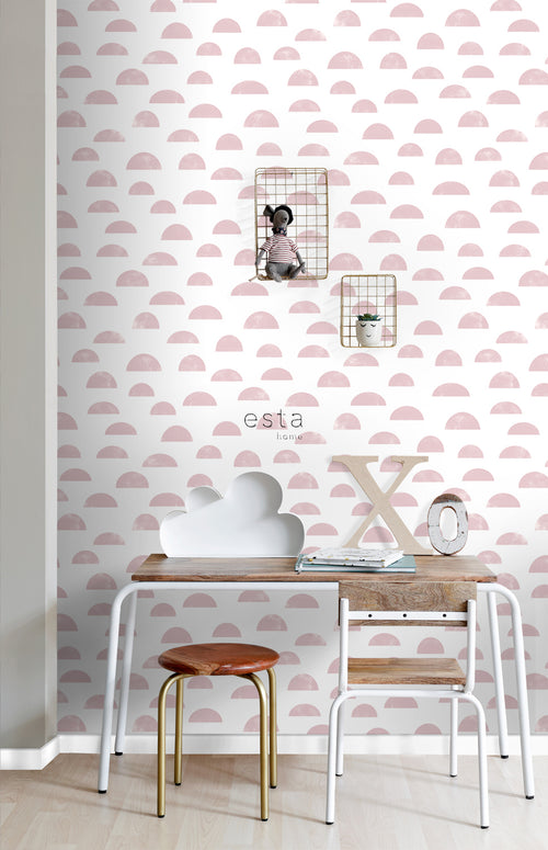 ESTAhome behang grafisch motief roze - 53 cm x 10.05 m - 139065