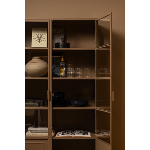 WOOOD vitrinekast Ronja - Metaal - Military Brown - 189x110x43 - vtwonen shop