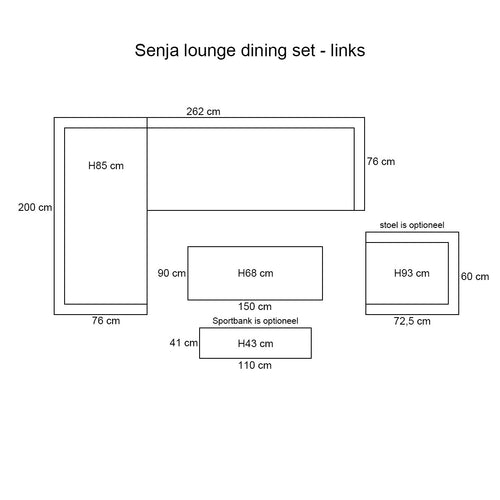 Sergio lounge-diningset - 3-delig - links - carbon black - desert sand - vtwonen shop