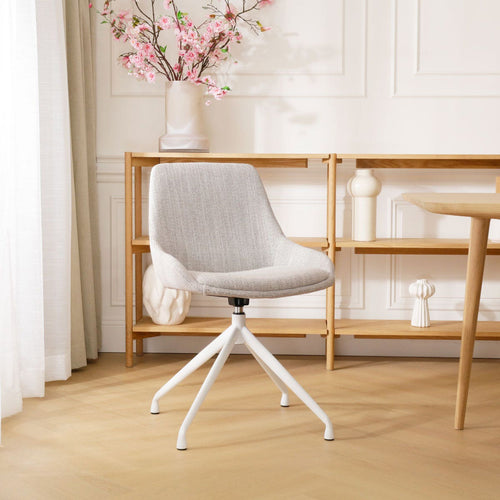 Nolon Nola-Isa Eetkamerstoel Beige Gemêleerd - Draaibaar Wit Onderstel - vtwonen shop