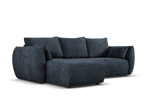Cosmopolitan Design Uitklapbare hoekbank links met opbergdoos Matera 4-zits, chenille, koningsblauw - 173x253x86cm