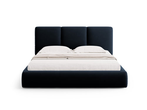 Cosmopolitan Design Opbergbed met hoofdeinde Nicolas 200x200cm, flueel, donkerblauw - 220x220x100cm