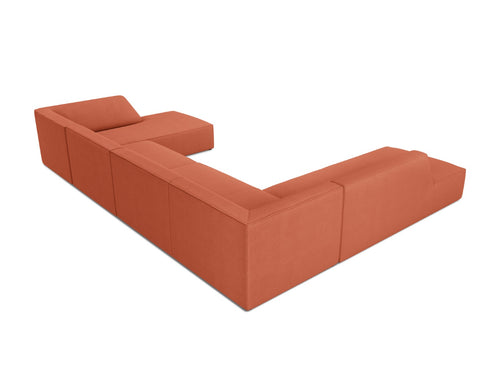 Micadoni Panoramische hoekbank links Ruby 7-zits, structurele stof, koraal - 273x366x69cm