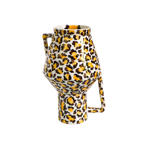 Return to Sender Vaas 30 cm Leopard print handgeschilderd upside down met handvat - vtwonen shop