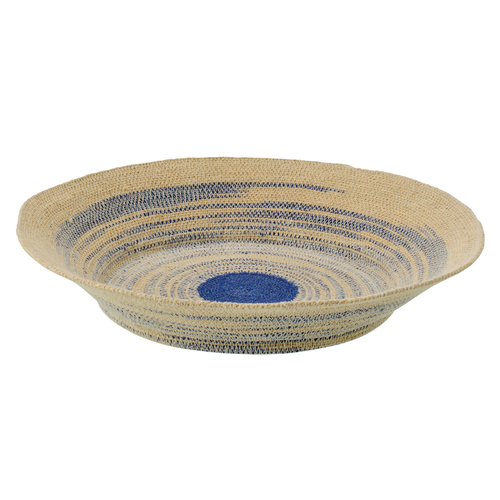 J-Line schaal Decoratief Gestreept - zeegras - naturel/blauw
