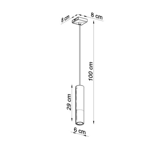 Sollux Lighting Hanglamp LOOPEZ 1 zwart/chroom - 8x8x100cm