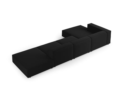 Cosmopolitan Design linker hoekbank Arendal 5-zits, flueel, zwart - 166x341x70cm