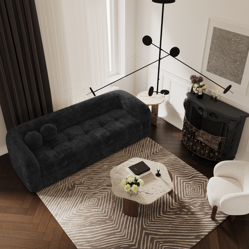 Sia Home - Rechte bank HAUSSMANN - Fluweel - Zwart - 226cm
