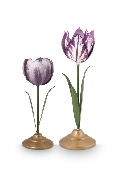 Pip Studio - Tulpen Kandelaar - Lila - 21cm - 2 stuks - vtwonen shop