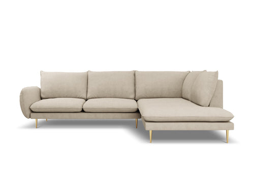 Cosmopolitan Design rechter hoekbank Vienna 6-zits, structurele stof, beige - 185x275x95cm
