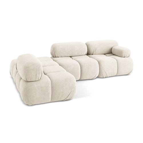 LaMiaSofa hoekbank links Sanremo - chenille stof - lichtbeige - 285x190x70