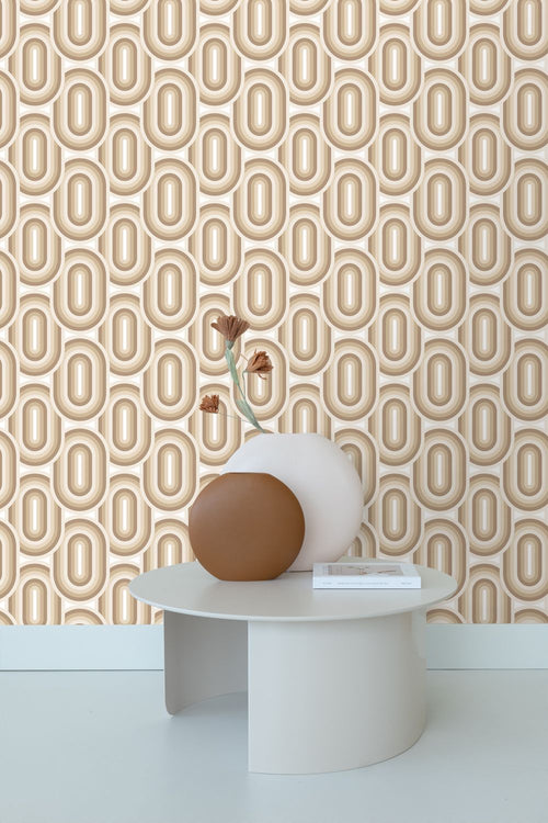 ESTAhome behang retro ornamenten beige en bruin - 53 cm x 10.05 m - 130981