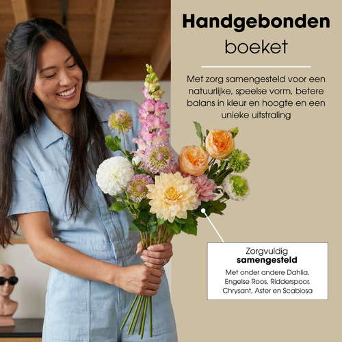 Mica Decorations Kunstboeket Jean - Decoratief Boeket - Kunstplanten voor Binnen - Kunstplant Zonder Onderhoud - Veldboeket Kunstbloemen