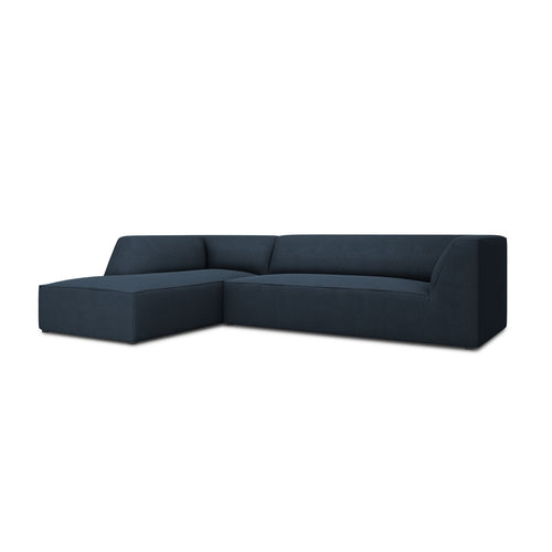 Cosmopolitan Design - Modulaire hoekbank links Siena 4-zits, structurele stof marineblauw - 180x273x69cm