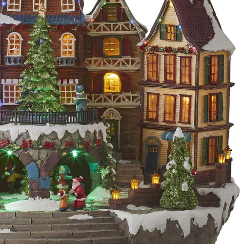 Luville Kerstdorp Miniatuur Dorpsplein - Kerstversiering met Draaiende Kerstboom - Kerstslingers voor Sfeervolle Aankleding - Kerst Deco Dorpje - L42