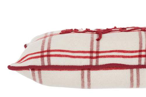 J-Line kussen Tekst - polyester - rood/wit - 2 stuks