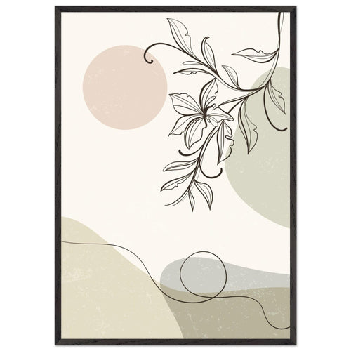 Artfulprints Poster met Lijst Boho – Soft botanics   - 70x100 cm - beige