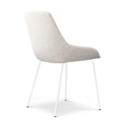 Nolon Nora-Isa Eetkamerstoel Bouclé Beige - Stof - Wit Onderstel - vtwonen shop