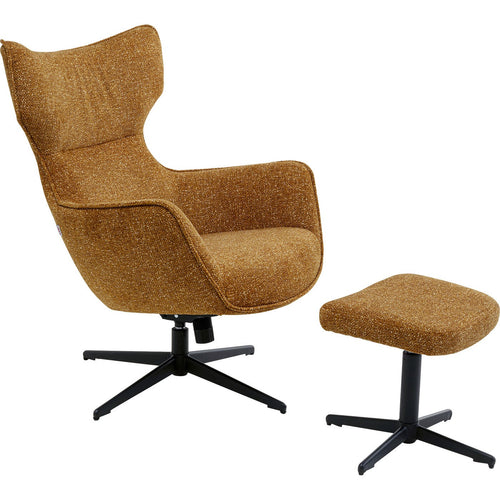 Kare Design Draaifauteuil en Voetsteun Jules bruin