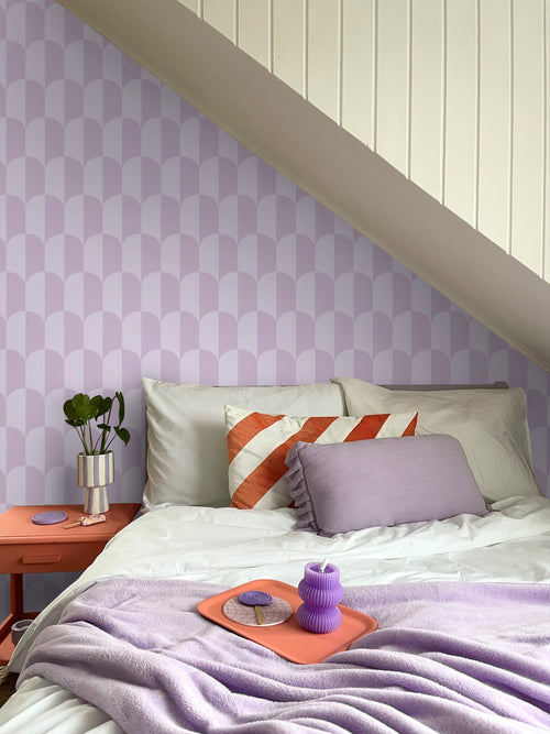 ESTAhome behang art deco bogen lila paars - 53 cm x 10.05 m - 139987 - vtwonen shop