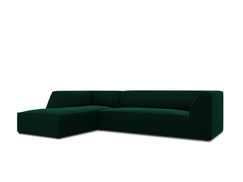 Micadoni linker hoekbank Ruby 4-zits, flueel, flessengroen - 180x273x69cm