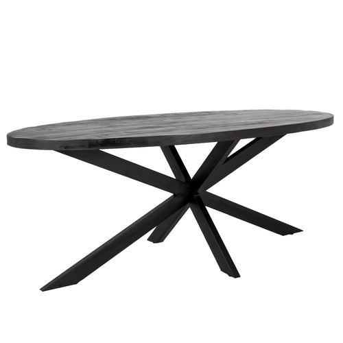 Giga Meubel Eettafel Mansour - Zwart Mangohout - 220x100x76cm - vtwonen shop