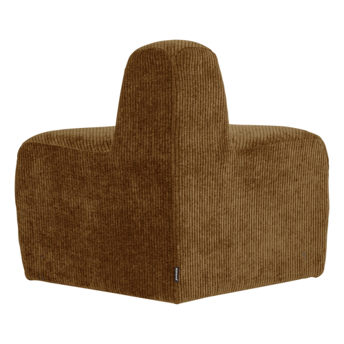 WOOOD eetbank hoek rond rugleuning Mojo Base - Rib - Honinggeel - 83x76x76