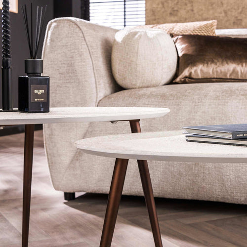 Giga Meubel Salontafel Stone - Marmer Composiet - Set van 3 - 60x48x42cm - Set van 2