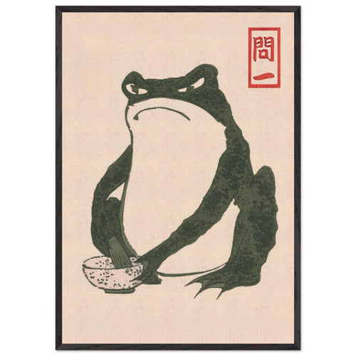 Artfulprints Poster met Lijst Matsumoto Hoji - Frog I   - 70x100 cm - Groen