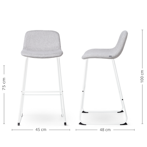 Nolon Nino-Mats Barkruk Lichtgrijs - Wit Onderstel - 75 cm - vtwonen shop