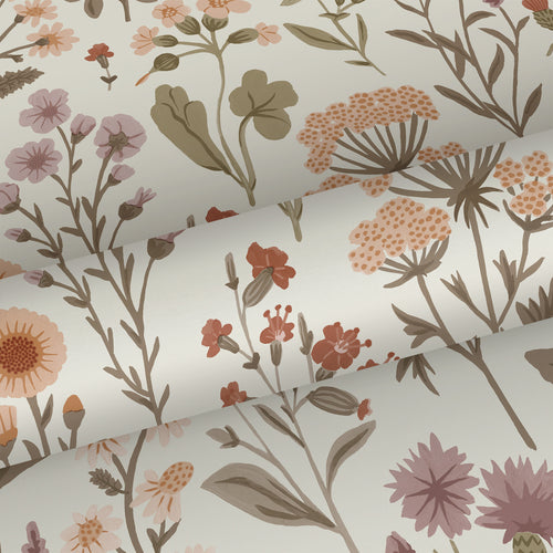 Sanders & Sanders behang veldbloemen vergrijsd groen - 50 x 900 cm - 935380