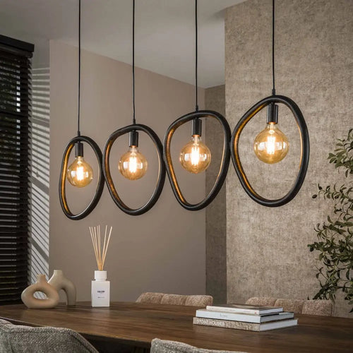 Ylumen hanglamp Pebble - 4 lichts - 140  x 150   cm - zwart
