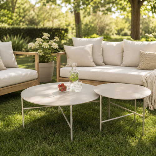 Lisomme Mila metalen tuin salontafel grijs - Ø 50 cm