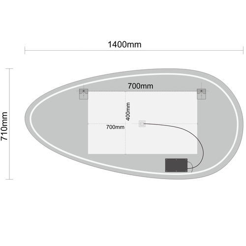 LOMAZOO badkamerspiegel Adana - organisch - met LED verlichting & spiegelverwarming - asymmetrisch - 140 x 71 cm