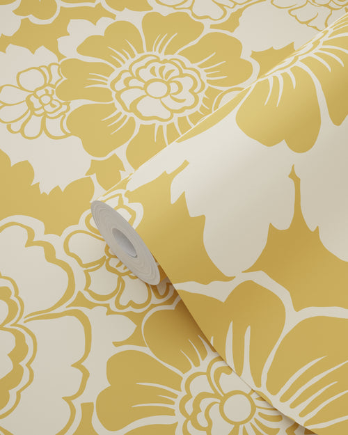 ESTAhome behang retro bloemen geel - 50 x 900 cm - 131523 - vtwonen shop
