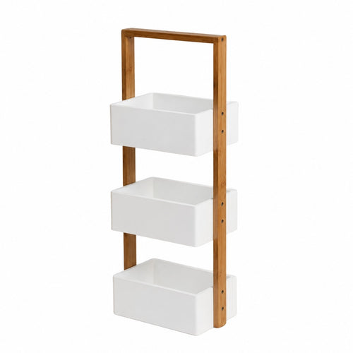 Calicosy - Rechte bamboe plank met 3 opbergvakken  15x28.5x66 cm