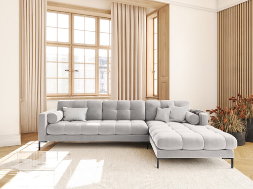Cosmopolitan Design rechter hoekbank Bali 5-zits, flueel, geld - 185x293x75cm