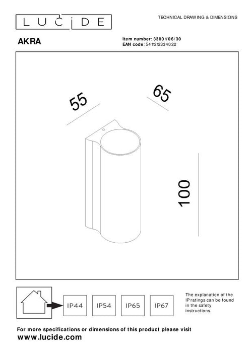 Lucide wandlamp AKRA - Geïntegreerde LED - Zwart - vtwonen shop