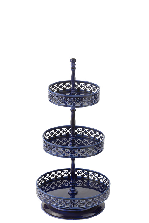 J-Line plateau 3 Niveauw Nag - metaal - blauw