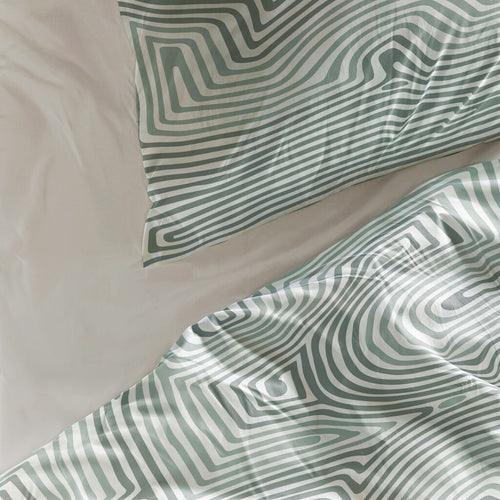 Byrklund - Dekbedovertrek Lagoon Lines - 240x220 cm - Groen