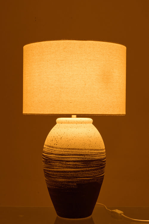J-Line tafellamp Rolph - keramiek - zwart/beige