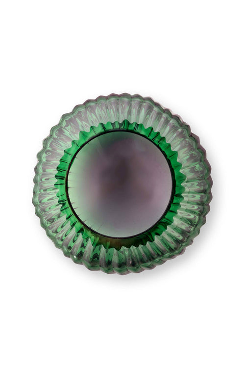 vtwonen Set/2 Waxinelichthouders – Glas Donkergroen – Theelichthouders Woonaccessoires – 11x9 cm