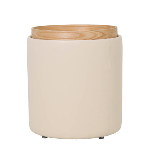 DÉJA Living Bijzettafel Draby - Rond Beige/Naturel - Incl. Opbergruimte - 40cm