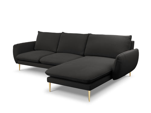 Cosmopolitan Design rechter hoekbank Vienna 5-zits, boucle, zwart - 170x255x95cm
