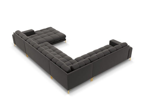 Cosmopolitan Design Panoramische hoekbank links Bali 7-zits, flueel, donkergrijs - 256x327x75cm