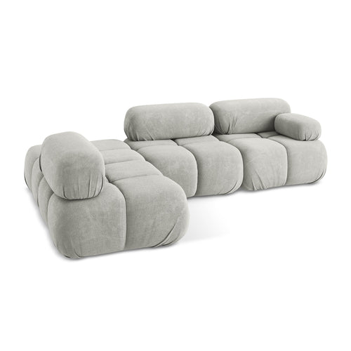 LaMiaSofa hoekbank links Sanremo - chenille stof - lichtgrijs - 285x190x70