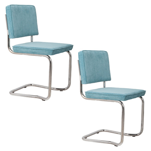 Zuiver Ridge Rib Kink Eetkamerstoelen Blauw - Set van 2 - vtwonen shop