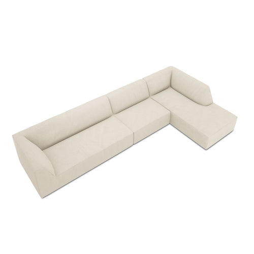 Cosmopolitan Design - Modulaire hoekbank rechts Siena 5-zits, ribfluwelen lichtbeige - 180x366x69cm