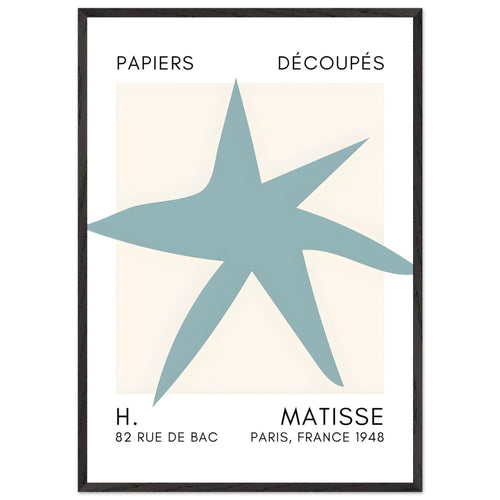 Artfulprints Poster met Lijst Matisse – Star of the sea turquoise   - 70x100 cm - Turquoise