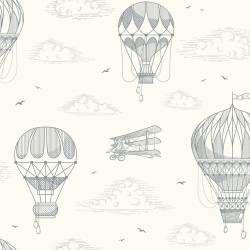 ESTAhome behang luchtballonnen grijs wit - 50 x 900 cm - 139716 - vtwonen shop